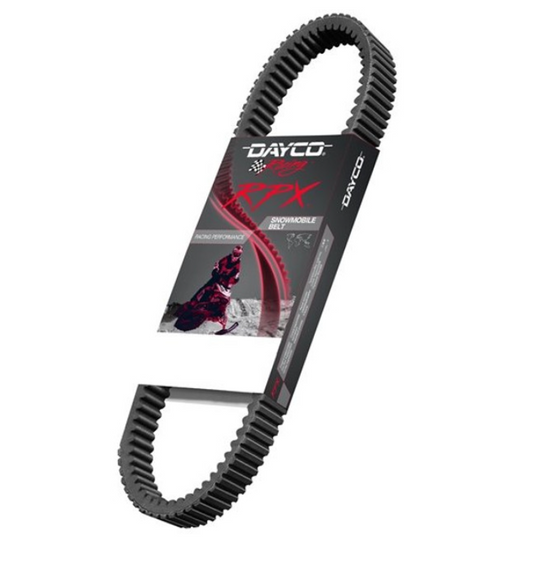 High-performance RPX snowmobile drive belt for quick upshifts and downshifts on the track.